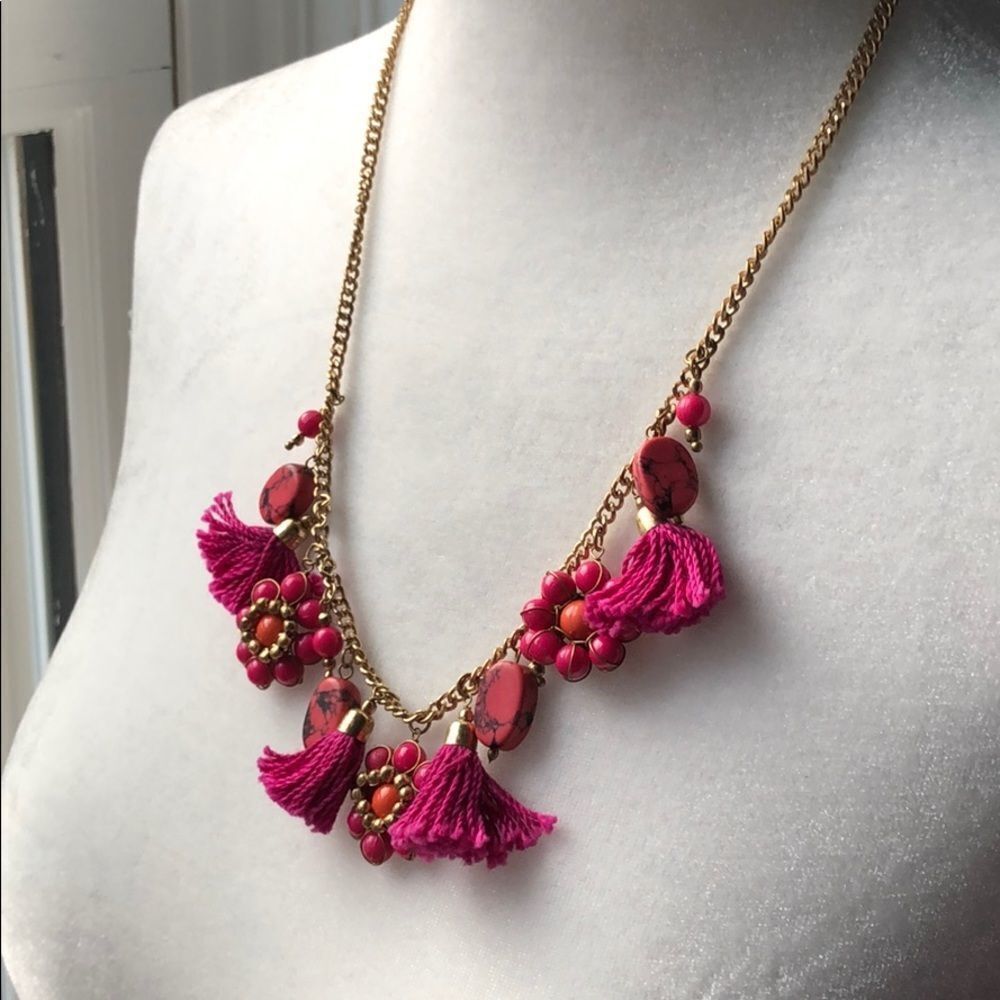 🍭4/$20 Boho fringe tassel charm necklace